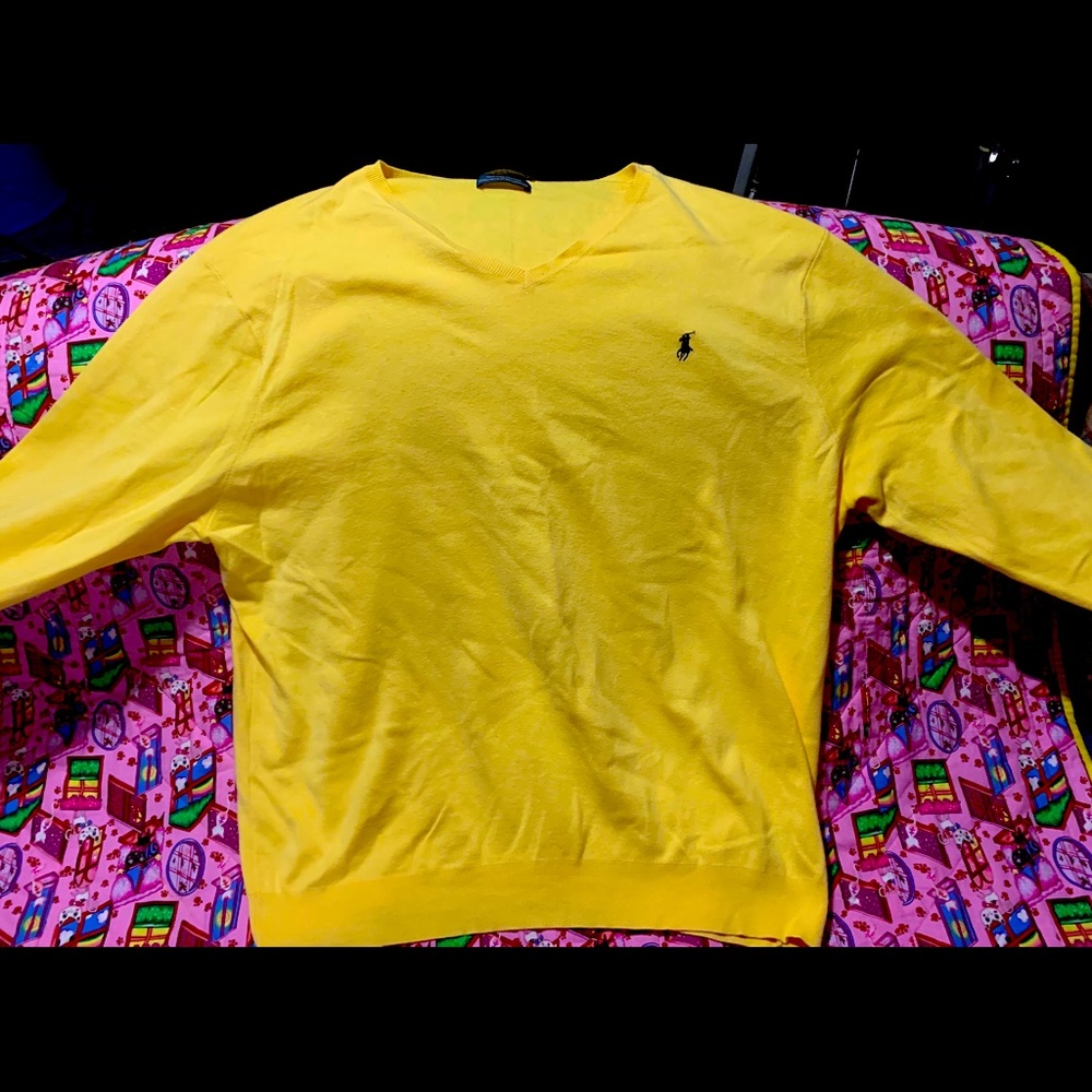 Butter Yellow PIMA cotton V Neck sweater.